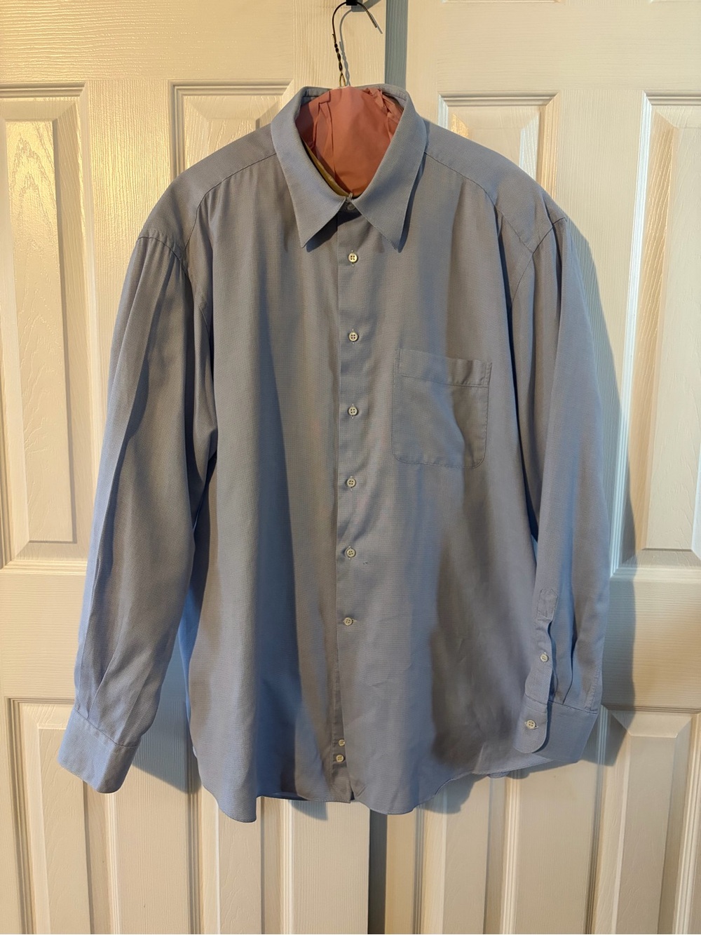 Men’s Ermenegildo Zegna Blue & White Mini Check Pattern Button-Up Dress Shirt